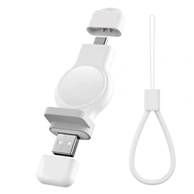 Abbildung von USB A &amp; C Kabelloses Ladegerät für Apple Watch Portable iWatch Charger, Travel Cordless Charger with Light Weight Magnetic Quick Charge for Series 7/6/5/4/3/2/1/SE (White)