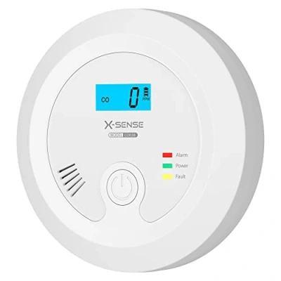 Abbildung von X Sense CO Melder mit Austauschbarer Batterie und LCD Display inkl. Konzentration, Kohlenmonoxidmelder Prüftaste LED Statusleuchte, bis 60 m, CO03B
