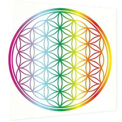 Abbildung von INDIGOS UG Aufkleber Autoaufkleber JDM Die Cut Blume des Lebens Baum 100x100mm bunt Regenbogen Heckscheibe Heckscheibenaufkleber Sticker Tuning Boot Auto Laptop LKW