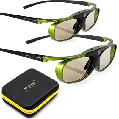 Abbildung von Hi SHOCK DLP Pro 2X Lime Heaven Link 3D Brillen Set kompatibel mit Beamer Acer, BenQ, Optoma, Viewsonic, Anker, Infocus, NEC, Vivitec, Largo inkl. Dualcase