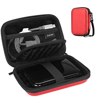 Abbildung von ProCase Externe Festplattentasche Case 6,35cm 2,5 Zoll Eva Universal Elektronik Powerbank Tasche Schutzhülle Kabeltasche Reise Organizer für wd My Passport Mobile, Zubehör, Kabel, HDD, SSD Rot