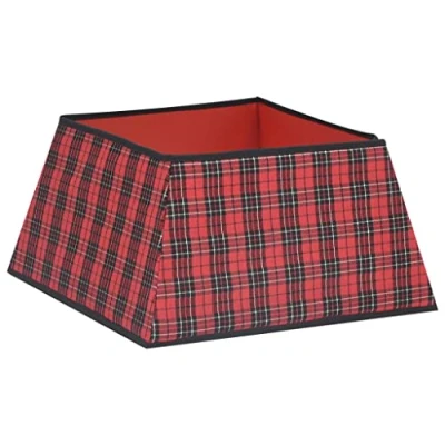 Abbildung von vidaXL Weihnachtsbaumrock Weihnachtsbaumdecke Christbaumdecke Baumkragen Weihnachtsbaum Ständer Abdeckung Verkleidung Deko Rot Schwarz 48x48x25cm