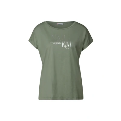 Abbildung von Street One MIT Glitzerwording Tshirt print, Damen, Größe: 36, Grün