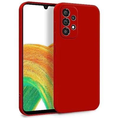 Abbildung von MyGadget Hülle für Samsung Galaxy A33 5G Zweilagige Handyhülle mit Kameraschutz Cover Innenfutter &amp; Silikon außen Rot