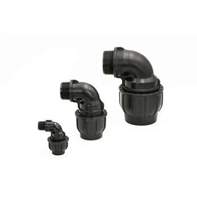 Abbildung von Gebo 13092002 PE Rohr Winkel Bogen Verschraubung Klemmverschraubung 90 Grad 20 mm x 3/4 Zoll Aussengewinde