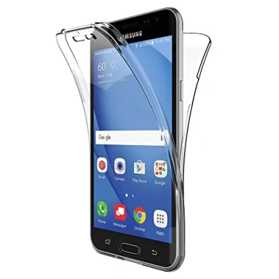 Abbildung von AICEK Samsung Galaxy J3 2016 Hülle, 360Full Body Transparent Silikon Schutzhülle für Case Crystal Clear Durchsichtige TPU Bumper Handyhülle