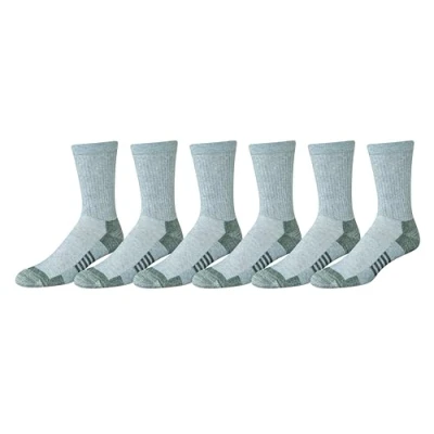 Abbildung von Amazon Essentials Herren Sportliche Crew Sportsocken aus gepolsterter, atmungsaktiver Funktionsbaumwolle, 6 Paar, Grau, 46 48.5