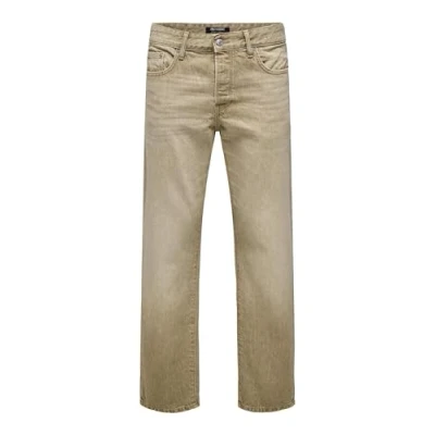 Abbildung von Only &amp; Sons Onsedge Straight Jeans Leg, Herren, Größe: 30x32, Beige
