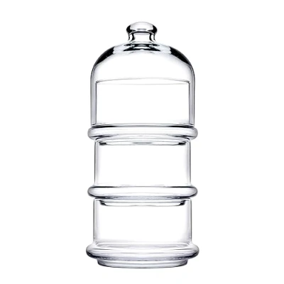 Abbildung von PASABAHCE Butterdose 96815 Patisserie 3 stapelbare Behälter mit Kuppel 12x26cm