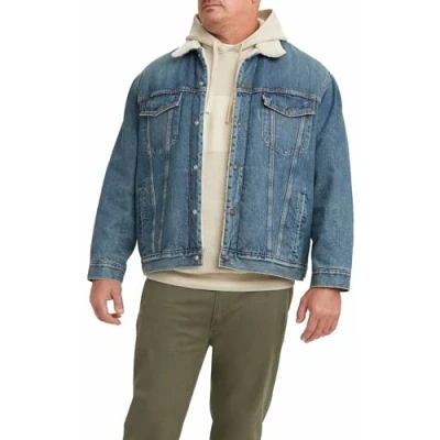 Abbildung von Levi&#039;s Plus BIG Trucker Jeansjacke, Herren, Größe: XL, Blue denim