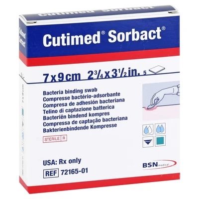 Abbildung von Cutimed Sorbact Kompressen 7x9 cm 5 St