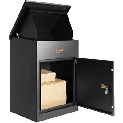 Abbildung von VEVOR Paketbriefkasten 44x35x58,3cm Paketbox Stahl Paletkasten 15 20 kg Briefkasten Postbox XXL mit Paswortschloss Innenscharnier Anti Diebstahl Einwurföffnung für Pakete Briefe usw.
