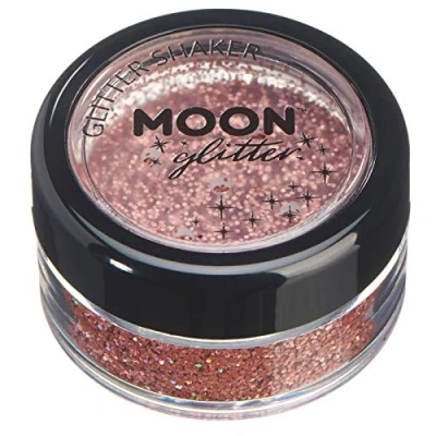Abbildung von Holographische Glitzer Shaker von Moon Glitter 100% kosmetischer für Gesicht, Körper, Nägel, Haare und Lippen 5gr Roségold