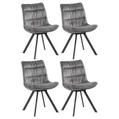 Abbildung von Home4You Polsterstuhl, 4er Set, Grau, Samt, Metallgestell, mit Falten Steppung