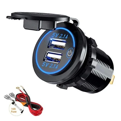 Abbildung von Thlevel Auto USB Steckdose 12V QC3.0 Ladegerät KFZ Schnellladung wasserdichte und Staubdicht für 24V Fahrzeuge Motorrad SUV LKW Wohnwagen Marine (1PC)