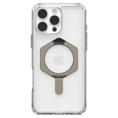 Abbildung von URBAN ARMOR GEAR Plyo XTE Case für Apple iPhone 16 Pro Max Kickstand Hülle (Wireless Charging / magnetisches Aufladen kompatibel, Aufstellbar, Air Soft Ecken) ice (transparent) titan