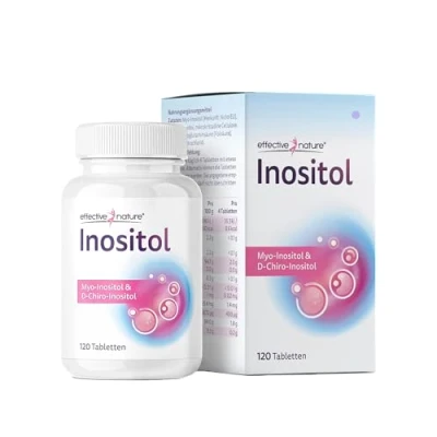 Abbildung von Effective Nature Inositol Tabletten Myo &amp; D Chiro im optimalen Verhältnis mit 400 µg Folsäure pro Tagesdosis Vegan ohne Zusatzstoffe 120