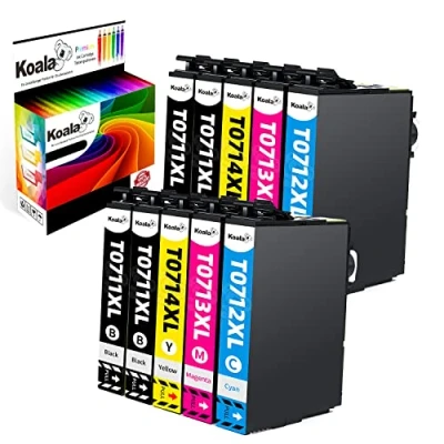 Abbildung von Koala 10er Pack Druckerpatronen Kompatible für T0711 T0712 T0713 T0714 D78 D92 D120 DX4000 DX4050 DX4400 DX7400 DX7450 DX8400 DX8450 DX9400 Drucker (4 Schwarz, 2 Cyan, Magenta, Gelb)