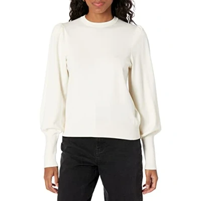 Abbildung von The Drop Damen Vivienne Pullover mit Schulterpolstern, Rundhalsausschnitt und Ballonärmeln, Whisper White, XS