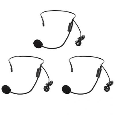 Abbildung von Mikrofon Headset, 3 Teiliger 3.5 Mm Schraubstecker Kabelkondensator Anti Noise Headset Sprachverstörker für Konferenz/Bühne/Unterricht/Führung/Tourismus