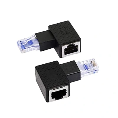 Abbildung von RIIEYOCA rechte Ecke Ethernet Adapter,90 Grad RJ45 Stecker zu Buchse Verlängerung Cat6 LAN Netzwerk Adapter für LAN, Ethernet, Netzwerk,2 Stück (R)