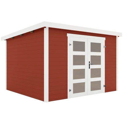 Abbildung von LASITA MAJA Gartenhaus &quot;Zambezi 6&quot;, Blochbohlenhaus 28mm, Fundamentmass 3000x2500, Schwedenrot