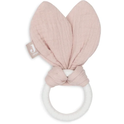 Abbildung von Jollein Beißring Baby Bunny Ears Wild Rose Greifling Baumwolle Silikon Ring OEKO TEX Zertifiziert Zahnungshilfe Spielzeug