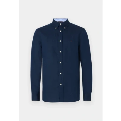 Abbildung von Tommy Hilfiger Blend Solid Shirt Hemd, Herren, Größe: Medium, Carbon navy