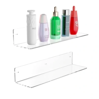 Abbildung von Sezanrpt 40cm klare Acryl Regale, an der Wand befestigte Organizer Regale für Schlafzimmer, Aufbewahrungsregale Kosmetik, Hautpflege, Router, Puppe, Toilettenartikel, Helme, 2 Pack