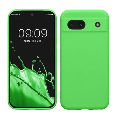 Abbildung von kwmobile Handyhülle kompatibel mit Google Pixel 8a Hülle Handy Case aus weichem Silikon in Limettengrün