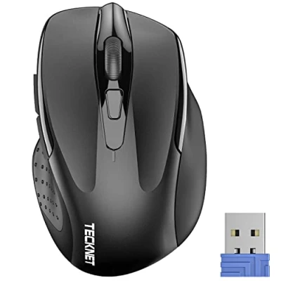 Abbildung von TECKNET Kabellose Maus, Pro 2.4G 2600 DPI Wireless Maus 6 Tasten mit Nano Empfänger, 24 Monate Batterielaufzeit, 5 Einstellbare Pegel für PC Laptop iMac MacBook Microsoft Pro, Office Home