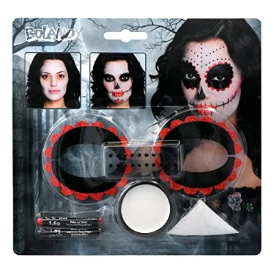 Abbildung von Boland 45088 Schminkset Day of the Dead, mehrteiliges Make Up Set für Karneval oder Halloween, Schminke Faschingskostüme