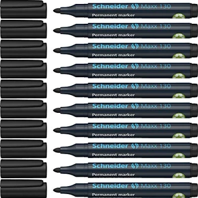 Abbildung von Schneider Maxx 130 Permanent Marker mit Rundspitze (Strichstärke: 1 3 mm, nachfüllbar) 10er Packung schwarz