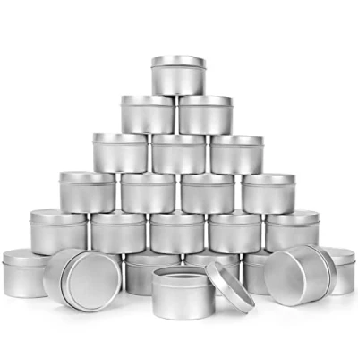 Abbildung von BELLE VOUS 24er Set Metalldosen mit Deckel für die Kerzenherstellung 240 ml Wiederverwendbare Runde Kerzengläser zum Basteln, Reisen &amp; Camping, Metall Seifendose, Kosmetikdose