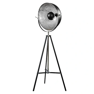 Abbildung von riess ambiente Stehlampe STUDIO 150cm schwarz / silber, ohne Leuchtmittel, Wohnzimmer · Metall mit Schirm Industrial