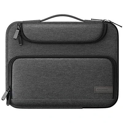 Abbildung von MoKo 9 11&quot; Tablet Tasche, Einziehbar Griff Schutztasche für iPad Pro 11 M2 2022 2018, 10. 10,9 2022, air 5 10,9&quot; 9/8/7 Gen 10,2, Galaxy Tab S9 2023, S8 11&quot;, Schwarz+Grau