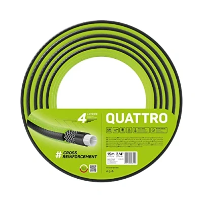 Abbildung von Cellfast Gartenschlauch QUATTRO Strapazierfähig, Leicht 4 lagig, UV beständig, Garnschlauch, Kreuzgeflecht, 20 bar, 3/4&quot; 15m, 10 074