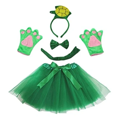 Abbildung von Petitebelle 3D Stirnband Bowtie Schwanz Handschuhe Tutu 5pc Mädchen Kostüm Einheitsgröße Gruen Turtle