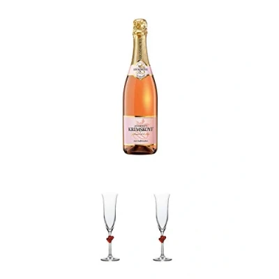 Abbildung von Krimskoye Rose Krimsekt Ukraine 0,75 Liter + Stölzle L&#039;Amour Sektkelch rotes Herz 3886207