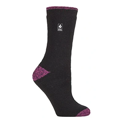 Abbildung von HEAT HOLDERS Damen Extra Warm Innen Flauschig Thermosocken für Geschenk Socken Winter (37 42, Schwarz/Berry H &amp; T)