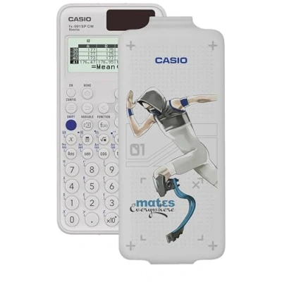 Abbildung von Casio FX 991SP CW illustrierter wissenschaftlicher Taschenrechner mit Läufer, empfohlen für den spanischen und portugiesischen Lebenslauf, 5 Sprachen, über 560 Funktionen, Solar, Weiß