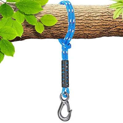 Abbildung von BeneLabel Schaukel Befestigung Seil, 50cm Hängematte Aufhängung Gurt Baum Hängesessel Balkenbefestigung mit Haken für Indoor Outdoor Baumschaukel Nestschaukel, 1134kg/10mm Durchmesser, Blau