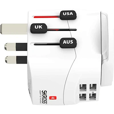 Abbildung von SKROSS Universal Reisestecker Pro Light USB World 4xA Reiseadapter, weiß Weltreiseadapter Länderstecker