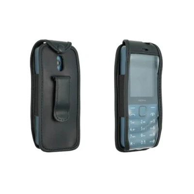 Abbildung von caseroxx Ledertasche mit Gürtelclip kompatibel Nokia 235 4G (2024) / 215 220 aus Echtleder, Tasche und Sichtfenster in schwarz