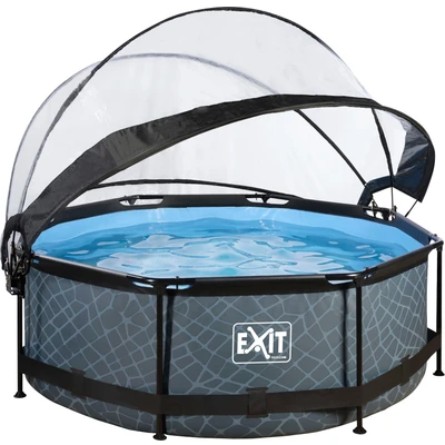 Abbildung von EXIT Pool mit Abdeckung ø244cm Stone