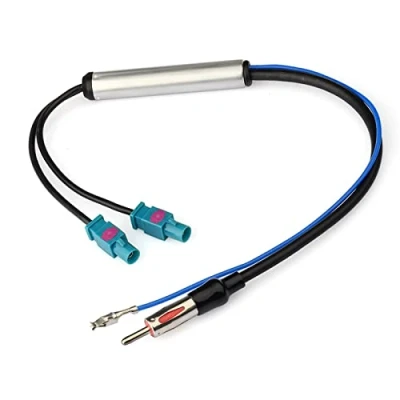 Abbildung von BINGFU DAB UKW Autoradio Antennenadapter Fakra Splitter, DIN Stecker auf Doppel Splitter Adapter mit Phantomeinspeisug Kompatibel Fahrzeug Auto Audio Radio Stereo Head Unit Empfänger