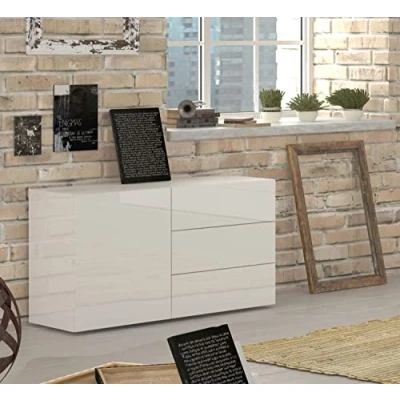 Abbildung von möbelando Kommode Standschrank Anrichte Beistellschrank Schrank Sideboard Mercogliano I Weiß Hochglanz