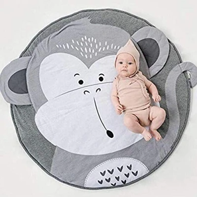 Abbildung von KIKOM Baby Krabbeldecke Cartoon Tier Spielmatte Spieldecke Baumwolle Weiche Schlafteppich für Kinder 90CM (Affe)