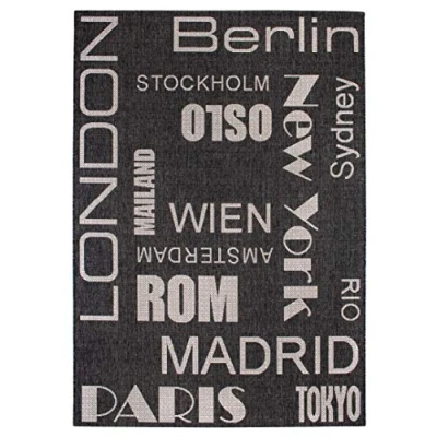 Abbildung von andiamo In &amp; Outdoor Teppich Louisville moderner Webteppich Bordüre vollständig umkettelt Flachgewebe 67 x 140 cm Städte Namen