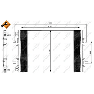 Abbildung von NRF EASY FIT 35634 Klimakondensator mit Dichtring 14,3 11 Aluminium 570 RENAULT: ESPACE 3
